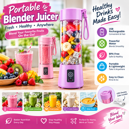 Portable Blender With USB Rechargeable Mini Kitchen Fruit Juice Mixer Home Simple Portable Electric Mini Juicer