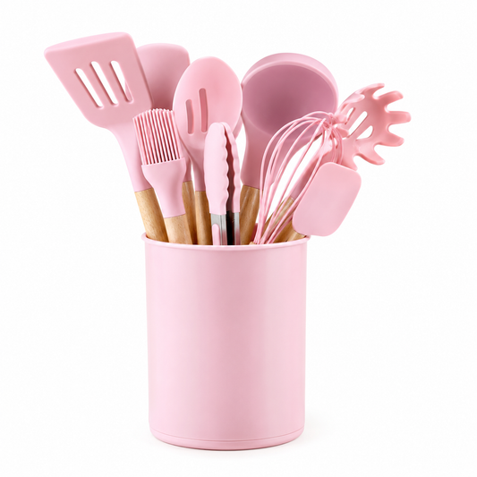 Wooden Handle Silicone Kitchenware 12-Piece Non-Stick Spatula Kitchen Tool Cooking Spatula Spoon Baking Set